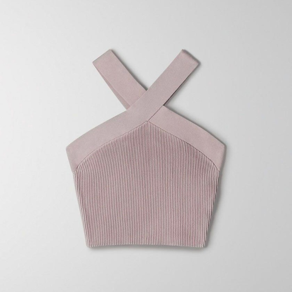 BNWT Aritzia Babaton Sculpt Knit Criss Cross Cropped Tank “LEXICON”